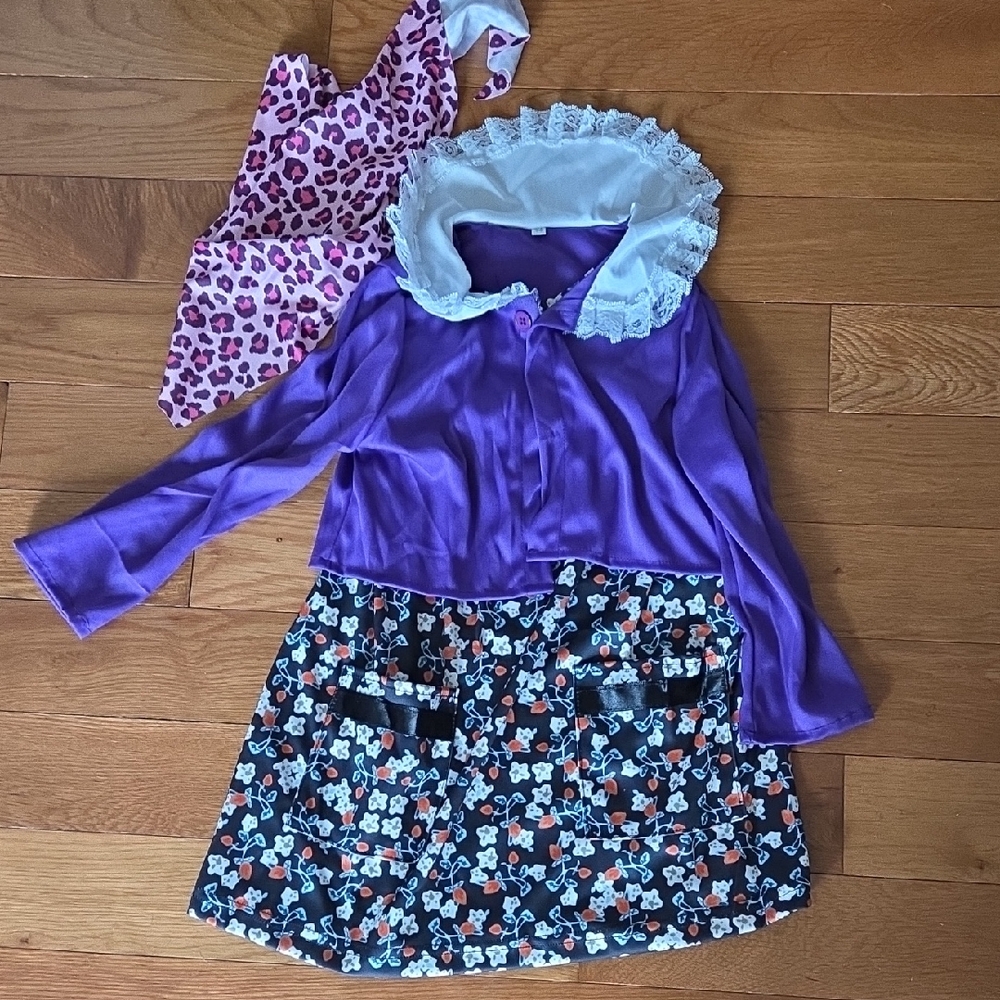 Purple and Black Girls Old Lady Costume